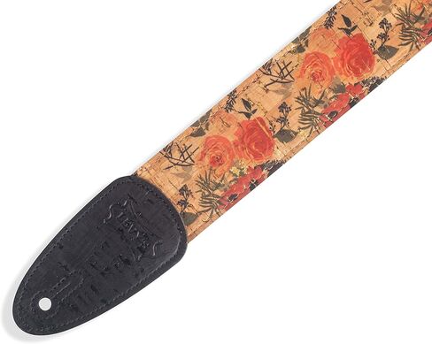 Levy's Leathers 2" Wide Vegan Friendly Natural Cork on Cotton Webbing Guitar Strap; Black (MX8-BLK) in Saudi Arabia