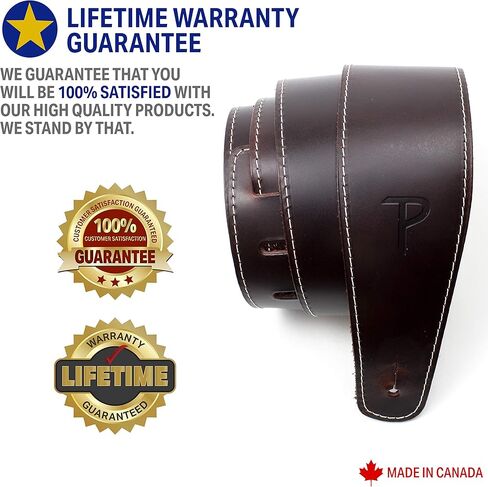 حزام جيتار من بيريز ليذرز ليمتد - جلد بيسبول (سلسلة) - اسود - قابل للتعديل - للجيتار الصوتي/الباس/الكهربائي - صنع في كندا (SP25S-7048) in Kuwait