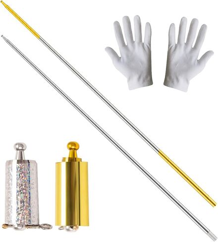 2 Pack Pocket Staff, Retractable Collapsible Bo Staff, Professional Magician Stage Street Magic Performance Magic Staff, Expandable Staff for Adults, Gifts and Magicians (Gold, Silver, 43.3Inch) in Saudi Arabia