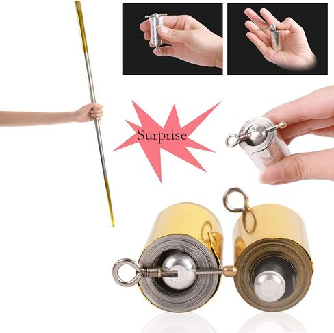2 Pack Pocket Staff, Retractable Collapsible Bo Staff, Professional Magician Stage Street Magic Performance Magic Staff, Expandable Staff for Adults, Gifts and Magicians (Gold, Silver, 43.3Inch) in Saudi Arabia