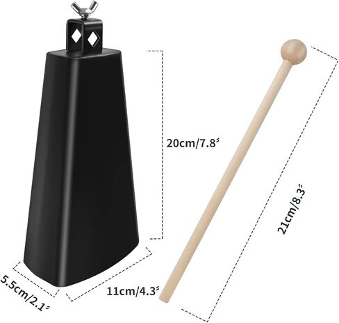 Soulmate Cowbell 9 بوصة معدن الصلب أجراس البقر أداة صانعي الضوضاء جرس البقر اليد قرع جرس البقرة مع مقبض عصا لطبل in Kuwait
