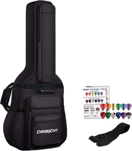 ChromaCast Acoustic Guitar 6-Pocket Padded Gig Bag with Guitar Strap and Pick Sampler in Saudi Arabia