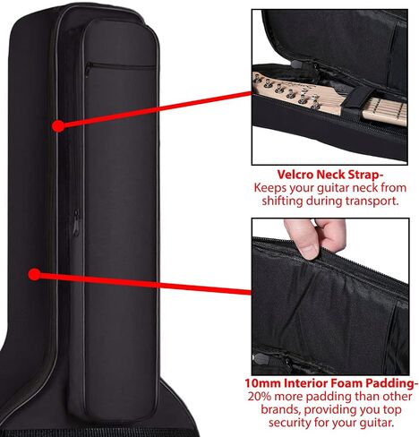 ChromaCast Acoustic Guitar 6-Pocket Padded Gig Bag with Guitar Strap and Pick Sampler in Saudi Arabia