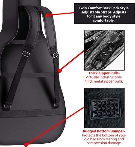 ChromaCast Acoustic Guitar 6-Pocket Padded Gig Bag with Guitar Strap and Pick Sampler in Saudi Arabia