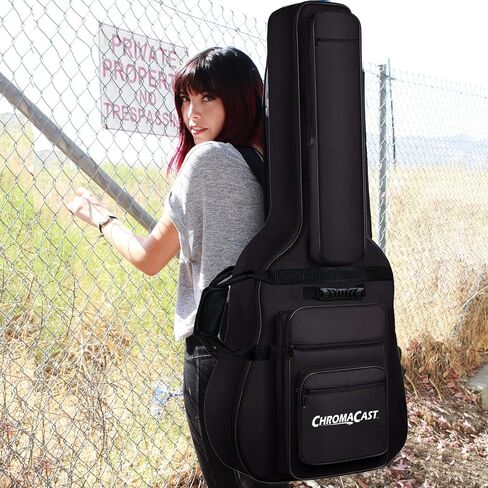 ChromaCast Acoustic Guitar 6-Pocket Padded Gig Bag with Guitar Strap and Pick Sampler in Saudi Arabia
