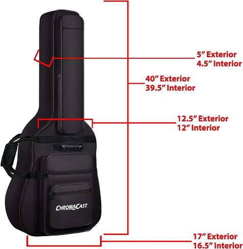 ChromaCast Acoustic Guitar 6-Pocket Padded Gig Bag with Guitar Strap and Pick Sampler in Saudi Arabia