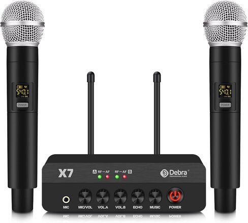 D Debra Audio VM302 VHF Wireless Microphone System with Dual Handheld Mic Have XLR Interface for Home Karaoke Wedding Conference Speech (VM302) (X7) in Kuwait