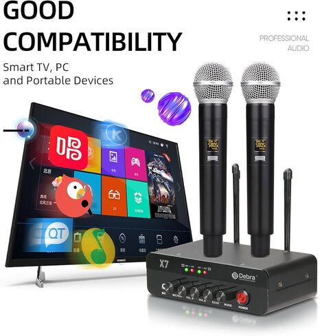 D Debra Audio VM302 VHF Wireless Microphone System with Dual Handheld Mic Have XLR Interface for Home Karaoke Wedding Conference Speech (VM302) (X7) in Kuwait
