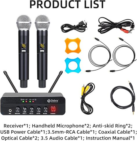 D Debra Audio VM302 VHF Wireless Microphone System with Dual Handheld Mic Have XLR Interface for Home Karaoke Wedding Conference Speech (VM302) (X7) in Kuwait