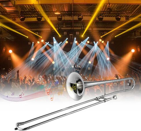 summina Silver Trumpet Alto Trombone Brass Bb Tone B Flat Wind Instrument with Cupronickel Mouthpiece Cleaning Stick Case in Saudi Arabia