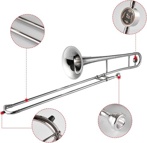 summina Silver Trumpet Alto Trombone Brass Bb Tone B Flat Wind Instrument with Cupronickel Mouthpiece Cleaning Stick Case in Saudi Arabia