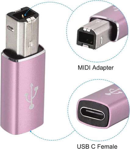 MECCANIXITY USB C Female to MIDI Convert Adapter, Type-C to USB B Adapter Black for Printers, Laptop, Tablet, Piano, Synthesizers in Saudi Arabia