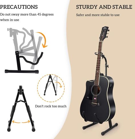حامل جيتار صوتي قابل للطي على الأرض مع قفل آمن، حامل قابل للتعديل، جيتار كهربائي كلاسيكي، ملحقات كمان Ukelele in Kuwait