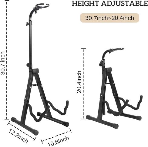 حامل جيتار صوتي قابل للطي على الأرض مع قفل آمن، حامل قابل للتعديل، جيتار كهربائي كلاسيكي، ملحقات كمان Ukelele in Kuwait