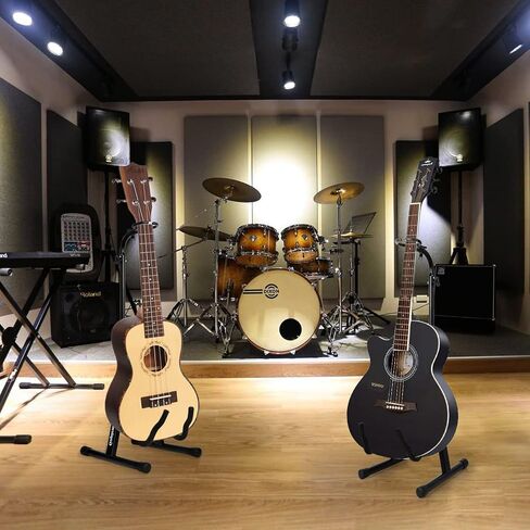 حامل جيتار صوتي قابل للطي على الأرض مع قفل آمن، حامل قابل للتعديل، جيتار كهربائي كلاسيكي، ملحقات كمان Ukelele in Kuwait