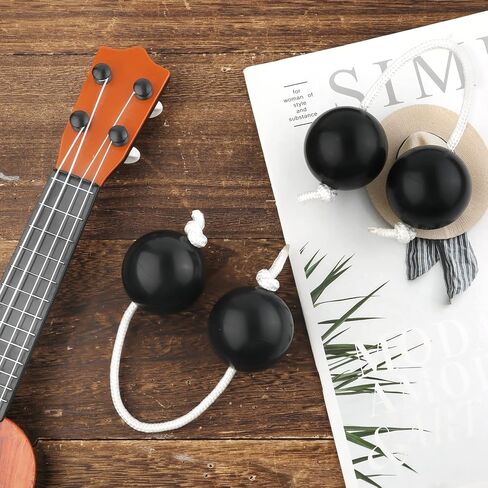 2 Pair of Aslatuas Rhythmic Ball, Kashaka Shaker Instrument Classical African Shaker Rattle Hand Percussion for Kids Adults Beginners Parties Musical Classes (Black) in Saudi Arabia
