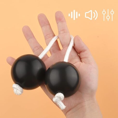 2 Pair of Aslatuas Rhythmic Ball, Kashaka Shaker Instrument Classical African Shaker Rattle Hand Percussion for Kids Adults Beginners Parties Musical Classes (Black) in Saudi Arabia