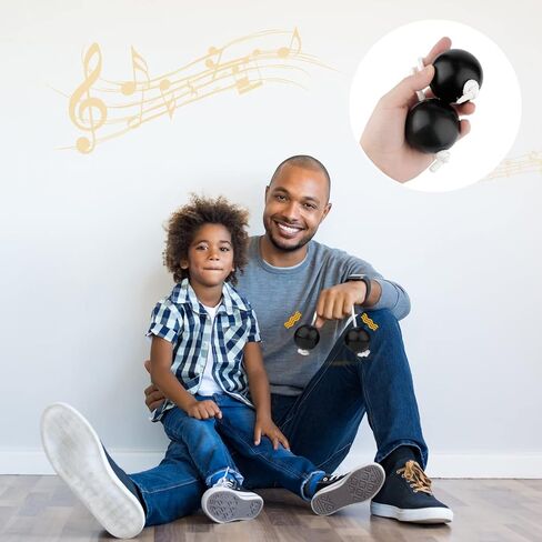 2 Pair of Aslatuas Rhythmic Ball, Kashaka Shaker Instrument Classical African Shaker Rattle Hand Percussion for Kids Adults Beginners Parties Musical Classes (Black) in Saudi Arabia