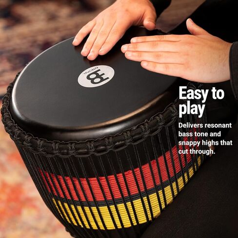 Meinl Percussion Style Djembe Drum, Hand Carved Mahogany — NOT Made in China — African Mali Weave Rope Tuning, 2-Year Warranty (ADJ7-M) in Saudi Arabia
