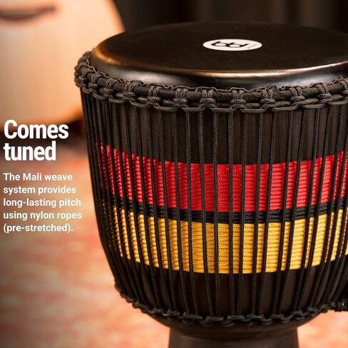 Meinl Percussion Style Djembe Drum, Hand Carved Mahogany — NOT Made in China — African Mali Weave Rope Tuning, 2-Year Warranty (ADJ7-M) in Saudi Arabia