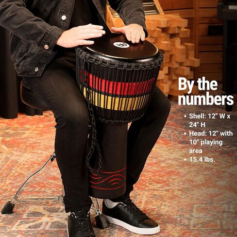 Meinl Percussion Style Djembe Drum, Hand Carved Mahogany — NOT Made in China — African Mali Weave Rope Tuning, 2-Year Warranty (ADJ7-M) in Saudi Arabia