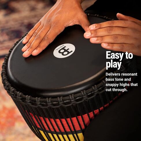 Meinl Percussion Style Djembe Drum, Hand Carved Mahogany — NOT Made in China — African Mali Weave Rope Tuning, 2-Year Warranty (ADJ7-M) in Saudi Arabia