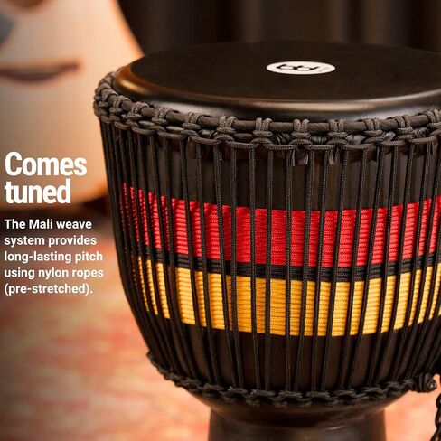 Meinl Percussion Style Djembe Drum, Hand Carved Mahogany — NOT Made in China — African Mali Weave Rope Tuning, 2-Year Warranty (ADJ7-M) in Saudi Arabia
