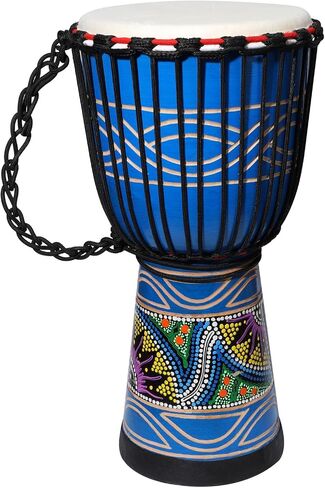 طبلة Djembe، طبلة LIEKE مقاس 10 بوصات أفريقية منحوتة من جلد الماعز الماهوجني للبالغين من الطلاب المبتدئين باللون الأخضر in Kuwait