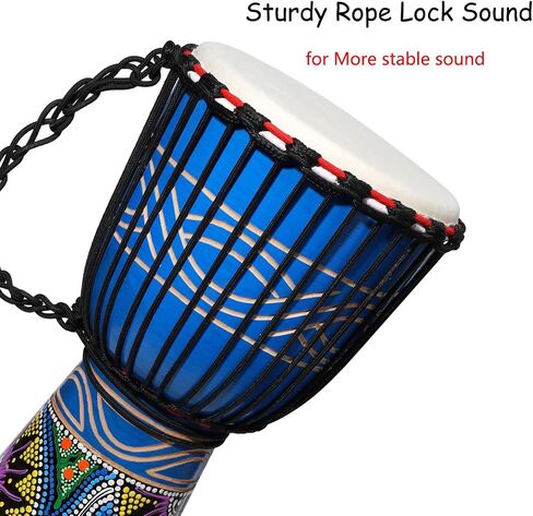 طبلة Djembe، طبلة LIEKE مقاس 10 بوصات أفريقية منحوتة من جلد الماعز الماهوجني للبالغين من الطلاب المبتدئين باللون الأخضر in Kuwait