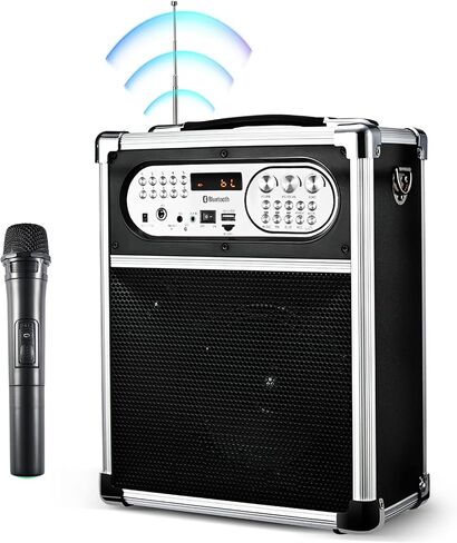 Sunkyn Karaoke Machine for Adults with 1 Wireless Karaoke Microphone,Bluetooth Rechargeable Speaker with USB/TF Card Support,FM/AUX IN/MP3/MIC Input/REC in Saudi Arabia