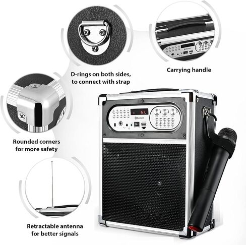 Sunkyn Karaoke Machine for Adults with 1 Wireless Karaoke Microphone,Bluetooth Rechargeable Speaker with USB/TF Card Support,FM/AUX IN/MP3/MIC Input/REC in Saudi Arabia