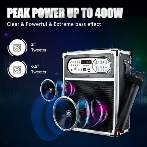Sunkyn Karaoke Machine for Adults with 1 Wireless Karaoke Microphone,Bluetooth Rechargeable Speaker with USB/TF Card Support,FM/AUX IN/MP3/MIC Input/REC in Saudi Arabia