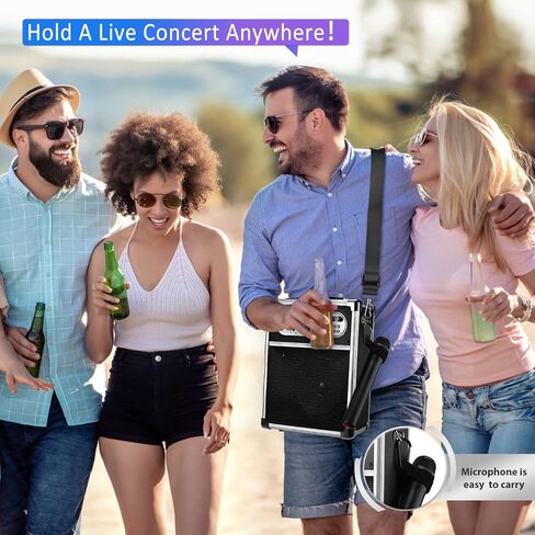 Sunkyn Karaoke Machine for Adults with 1 Wireless Karaoke Microphone,Bluetooth Rechargeable Speaker with USB/TF Card Support,FM/AUX IN/MP3/MIC Input/REC in Saudi Arabia