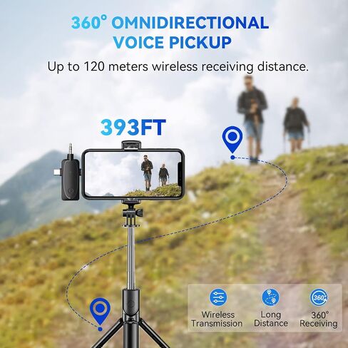 MAXTOP 3 in 1 Mini Microphone Wireless Lavalier Microphones for iPhone, Android and Camera- 2.4G Cordless Double Mics with Noise Reduction-Professional Video Recording Lav Mic for Interview, Vlog in Kuwait
