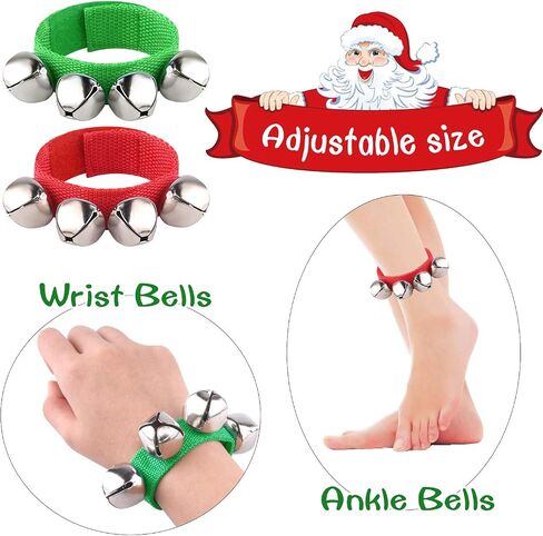 FEPITO 26 Pieces Christmas Band Wrist Bells Bracelets Jingle Bells Musical Ankle Bells Rhythm Instrument Percussion Christmas Party Decoration Favors in Saudi Arabia