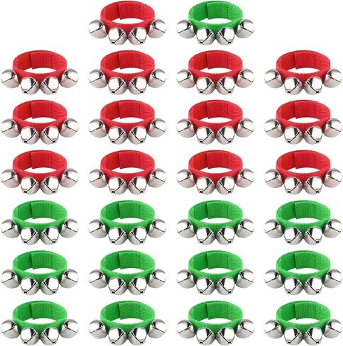 FEPITO 26 Pieces Christmas Band Wrist Bells Bracelets Jingle Bells Musical Ankle Bells Rhythm Instrument Percussion Christmas Party Decoration Favors in Saudi Arabia