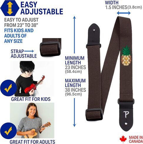 Perris Leathers CWS15EMB-7109 Cotton Ukulele Strap with Embroidered Design- 1.5", Hibiscus in Saudi Arabia
