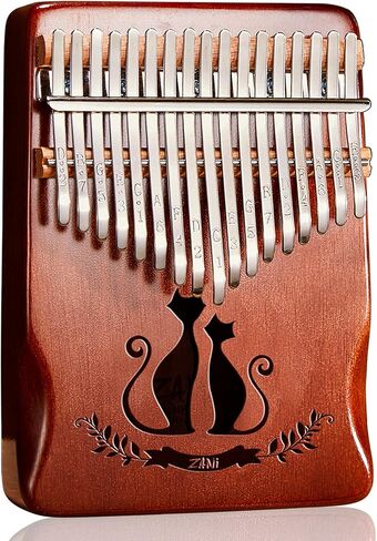 كاليمبا 17 مفتاحًا للبيانو الإبهام الفاخر من الماهوجني لمحبي القطط نمط بيانو الإصبع مقبض مبيرا المحمول هدية موسيقية ممتازة للأطفال والبالغين الهواة والمبتدئين (القهوة) in Kuwait