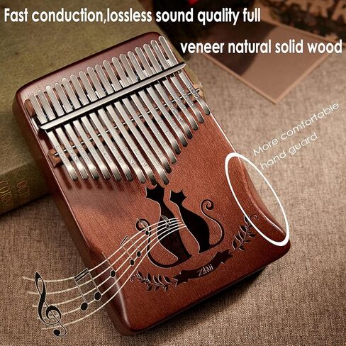 كاليمبا 17 مفتاحًا للبيانو الإبهام الفاخر من الماهوجني لمحبي القطط نمط بيانو الإصبع مقبض مبيرا المحمول هدية موسيقية ممتازة للأطفال والبالغين الهواة والمبتدئين (القهوة) in Kuwait