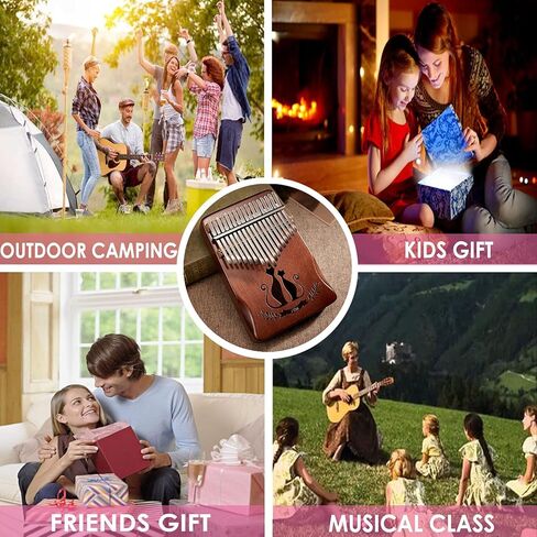 كاليمبا 17 مفتاحًا للبيانو الإبهام الفاخر من الماهوجني لمحبي القطط نمط بيانو الإصبع مقبض مبيرا المحمول هدية موسيقية ممتازة للأطفال والبالغين الهواة والمبتدئين (القهوة) in Kuwait