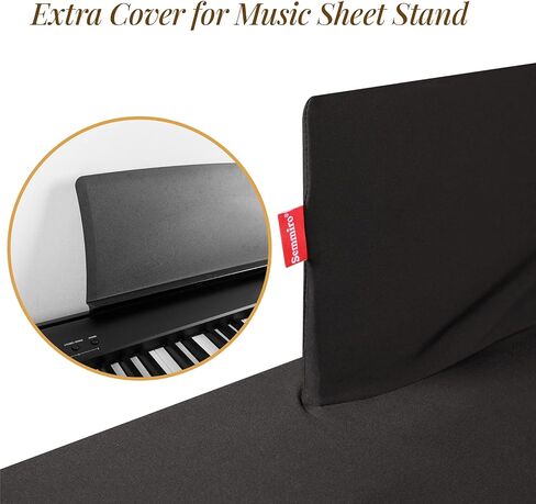 غطاء غبار للوحة مفاتيح البيانو Semmiro لـ 88 مفتاحًا، مع [غطاء إضافي] لحامل أوراق الموسيقى، غطاء بيانو رقمي/كهربائي من نسيج سباندكس قابل للتمدد، يتضمن حقيبة تخزين، مقاوم للغبار وقابل للغسل، أسود in Kuwait