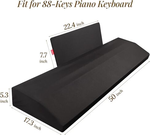 غطاء غبار للوحة مفاتيح البيانو Semmiro لـ 88 مفتاحًا، مع [غطاء إضافي] لحامل أوراق الموسيقى، غطاء بيانو رقمي/كهربائي من نسيج سباندكس قابل للتمدد، يتضمن حقيبة تخزين، مقاوم للغبار وقابل للغسل، أسود in Kuwait