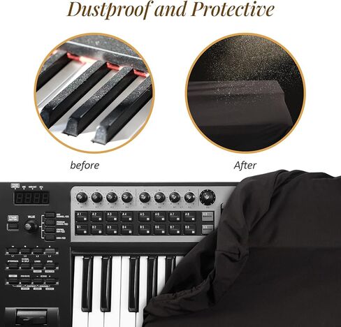 غطاء غبار للوحة مفاتيح البيانو Semmiro لـ 88 مفتاحًا، مع [غطاء إضافي] لحامل أوراق الموسيقى، غطاء بيانو رقمي/كهربائي من نسيج سباندكس قابل للتمدد، يتضمن حقيبة تخزين، مقاوم للغبار وقابل للغسل، أسود in Kuwait