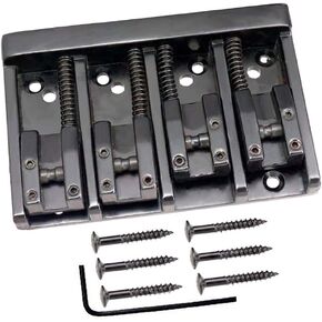 Vintage 4 String Bass Bridge Tailpiece A-style Roller Saddle Bridge Top Load or String Through Body (Black) in Saudi Arabia