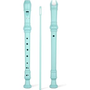 SWAN Soprano Recorder Instrument for Beginners Kids Student - German Fingering 8 Hole Flute Detachable 3pcs ABS Descant Recorders with Cleaning Rod and Fingering Chart, SW8K, Baby Blue in Saudi Arabia