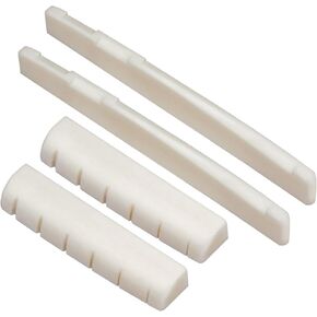 Bone Nut and Saddle Acoustic Guitar 2 Sets, 4 Pieces, Made of Real Cow Bone Used for 6 String Acoustic Guitar, Fit for 72mm Bridge Slot