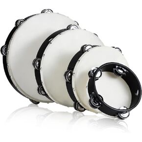 Konohan 4 Pcs Tambourines for Church Adults with Box, 6 8 10 12 Inches Wood Handheld Tambourine Double Row Metal Jingles Musical Percussion Instrument for Educational Party KTV Game in Saudi Arabia