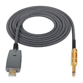 كابل جيتار USB SinLoon، واجهة USB 2.0 بطول 10 أقدام ذكر إلى 6.35 مم (1/4 بوصة) كابل محول جيتار كهربائي أحادي TS، كابل تسجيل مجدول من النايلون، لتسجيل الآلات الموسيقية (USB إلى 6.35 ذهبي) in Saudi Arabia
