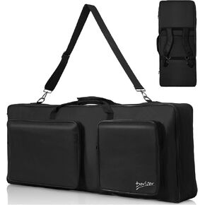 حافظة كيبورد بـ61 مفتاح بخياطة جيدة وبطانة سميكة 10 ملم مقاس 40 انش × 16.9 انش × 5.5 انش، حافظة بيانو بمقابض اسفنجية واحزمة كتف قابلة للازالة وشنطة ظهر مبطنة للكيبورد الكهربائي مع 3 طرق للحمل in Kuwait