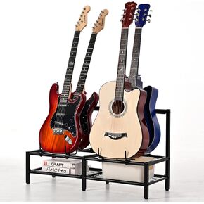 حامل جيتار أرضي قابل للتعديل لعرض العديد من الجيتارات، حامل أرضي جيتار مع مطاط غير قابل للانزلاق وأذرع إسفنجية ناعمة، 4 حامل عرض جيتار للصوت والكهرباء والباس والقيثارة لتزيين استوديو الموسيقى المنزلي in Kuwait